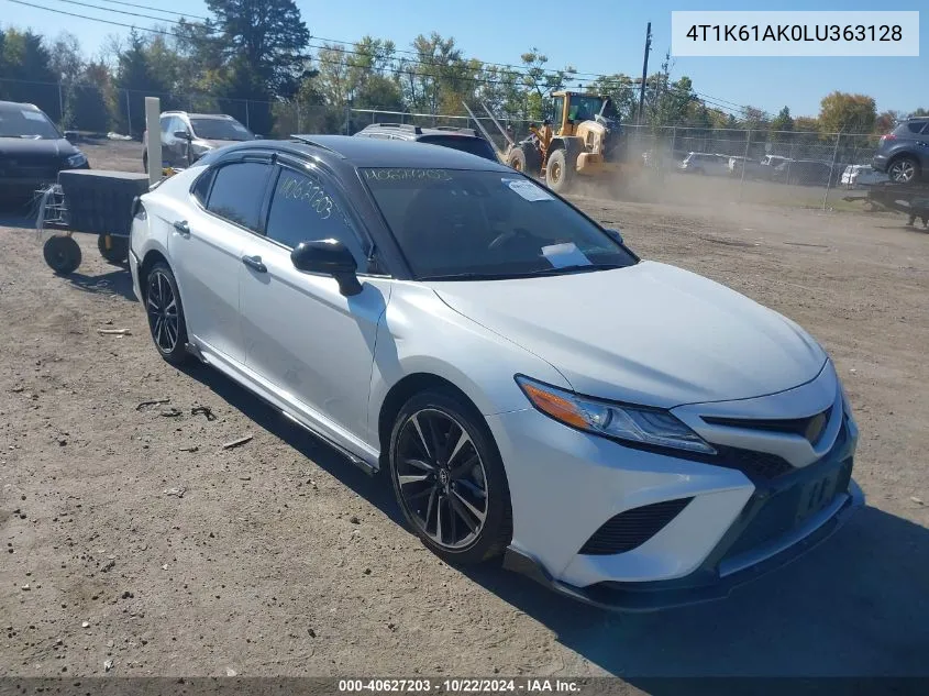 2020 Toyota Camry Xse VIN: 4T1K61AK0LU363128 Lot: 40627203