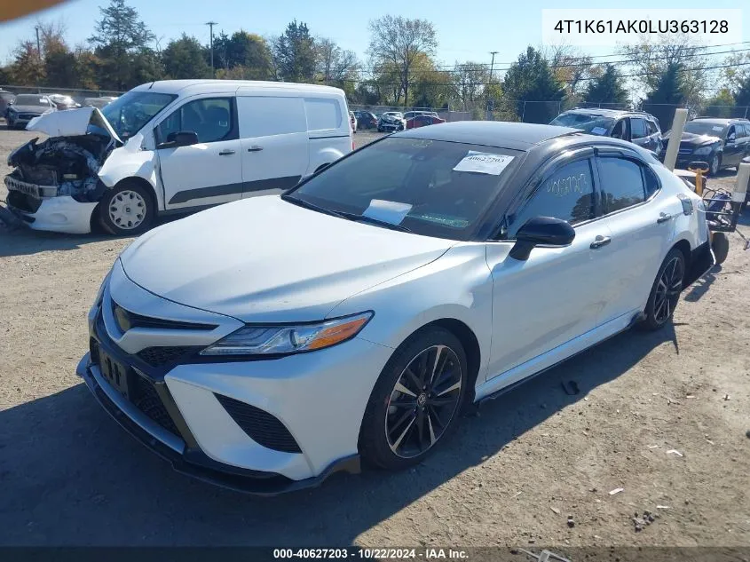 2020 Toyota Camry Xse VIN: 4T1K61AK0LU363128 Lot: 40627203