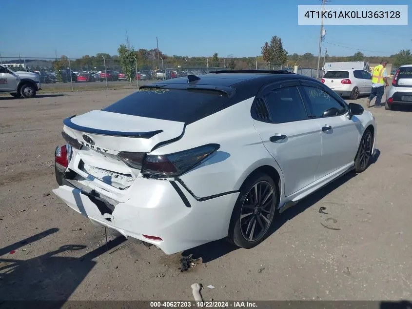 2020 Toyota Camry Xse VIN: 4T1K61AK0LU363128 Lot: 40627203