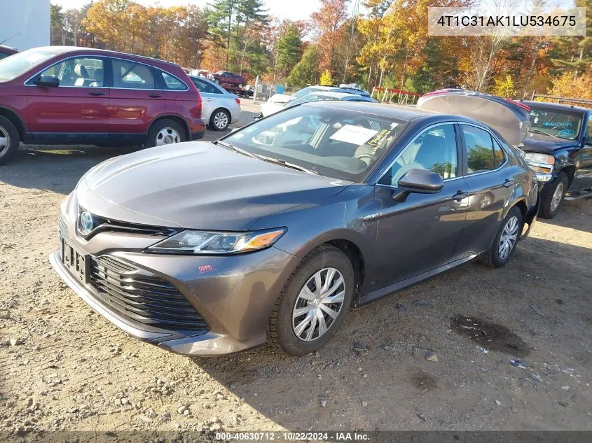 2020 Toyota Camry Le Hybrid VIN: 4T1C31AK1LU534675 Lot: 40630712