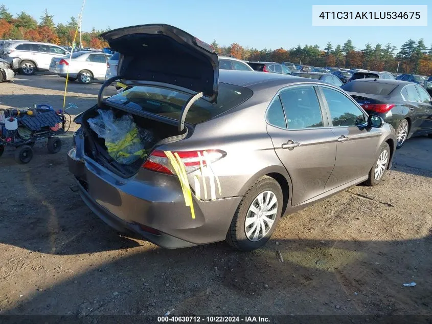 2020 Toyota Camry Le Hybrid VIN: 4T1C31AK1LU534675 Lot: 40630712