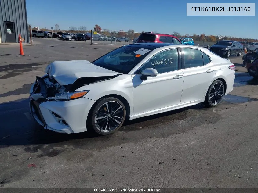 2020 Toyota Camry Xse Awd VIN: 4T1K61BK2LU013160 Lot: 40663130