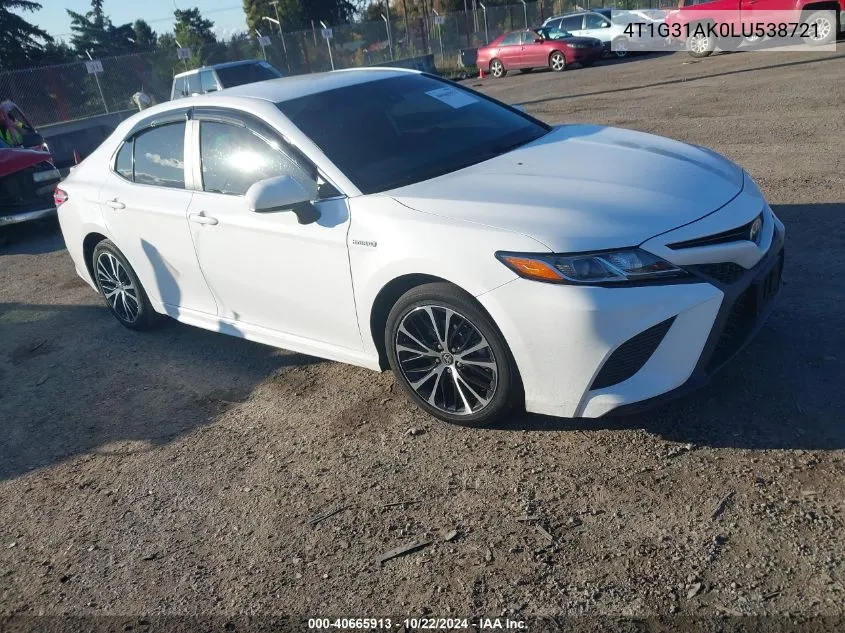 2020 Toyota Camry Se Hybrid VIN: 4T1G31AK0LU538721 Lot: 40665913