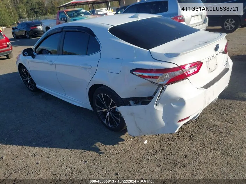 2020 Toyota Camry Se Hybrid VIN: 4T1G31AK0LU538721 Lot: 40665913