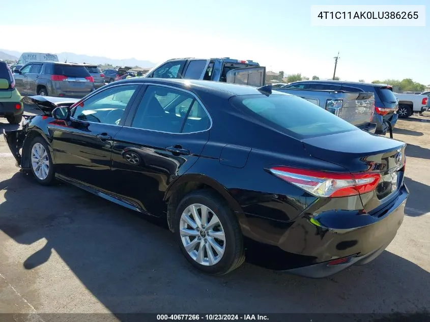 2020 Toyota Camry Le VIN: 4T1C11AK0LU386265 Lot: 40677266