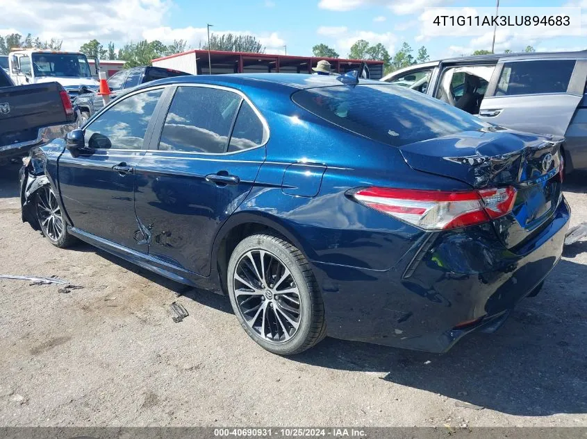 2020 Toyota Camry Se VIN: 4T1G11AK3LU894683 Lot: 40690931