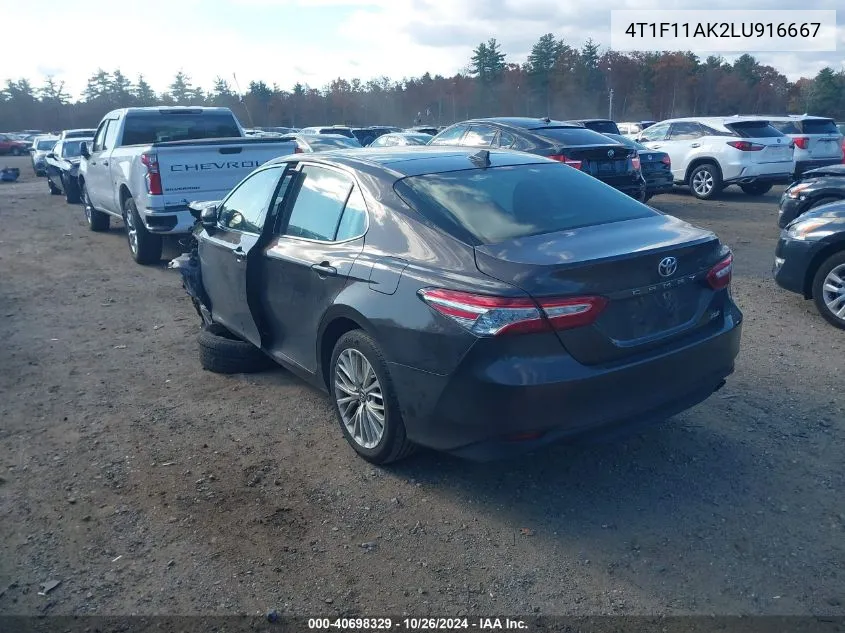 2020 Toyota Camry Xle VIN: 4T1F11AK2LU916667 Lot: 40698329