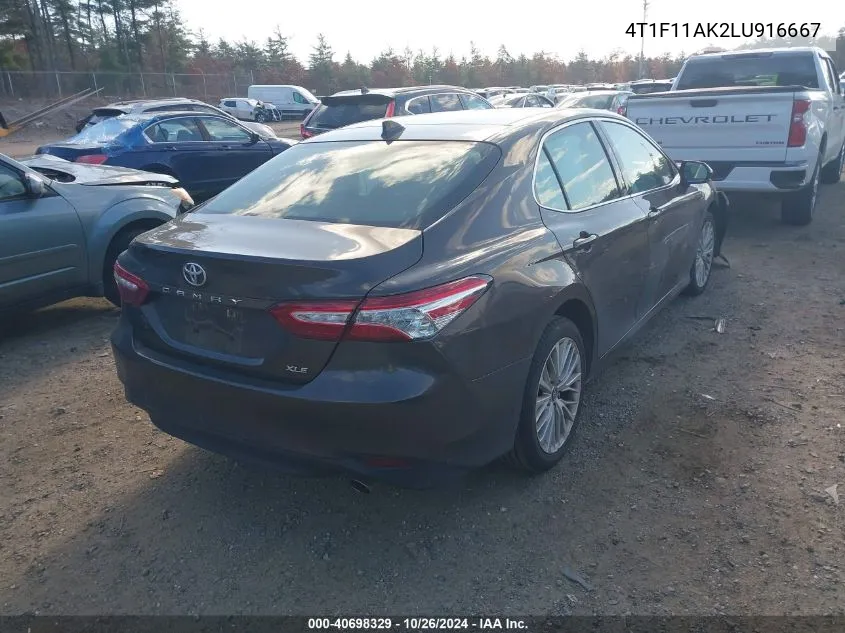 2020 Toyota Camry Xle VIN: 4T1F11AK2LU916667 Lot: 40698329