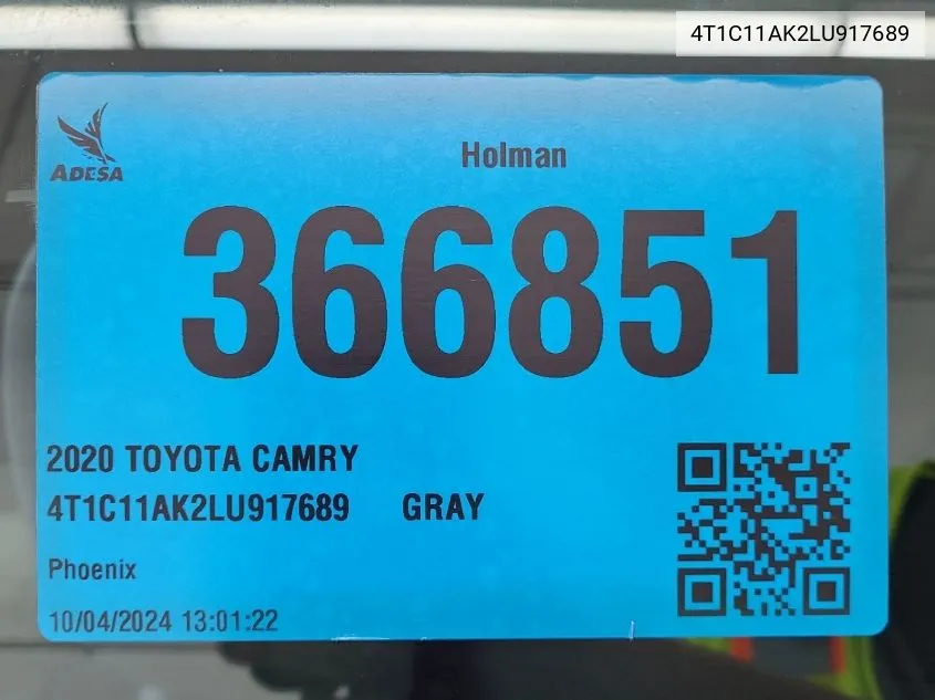 4T1C11AK2LU917689 2020 Toyota Camry Le