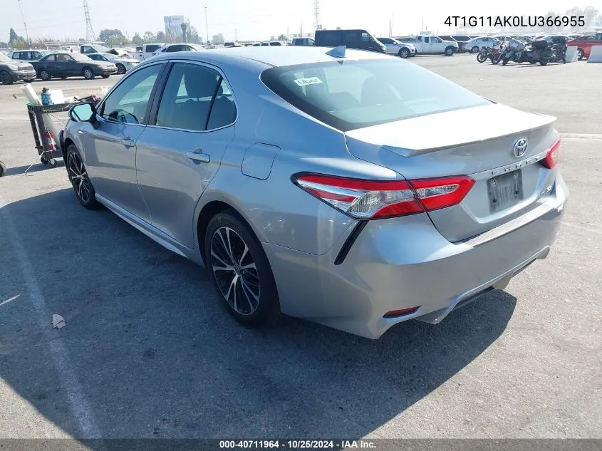 2020 Toyota Camry Se VIN: 4T1G11AK0LU366955 Lot: 40711964