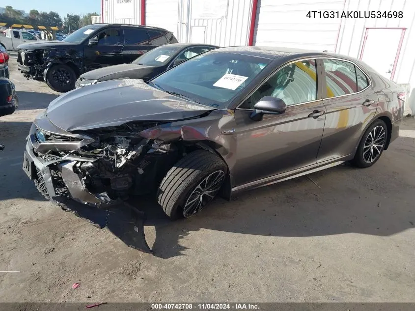 4T1G31AK0LU534698 2020 Toyota Camry Se Hybrid