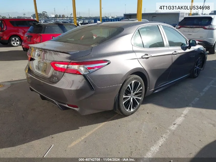 2020 Toyota Camry Se Hybrid VIN: 4T1G31AK0LU534698 Lot: 40742708