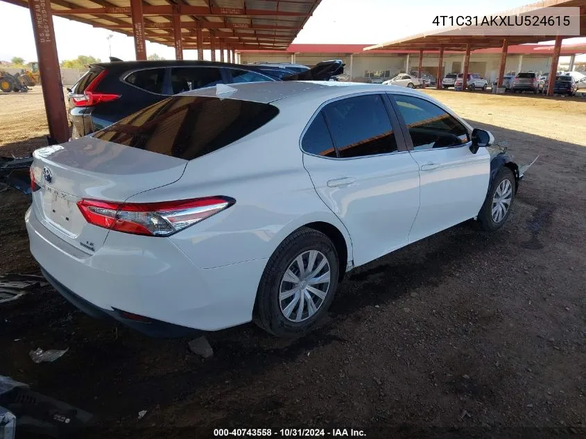 2020 Toyota Camry Le Hybrid VIN: 4T1C31AKXLU524615 Lot: 40743558