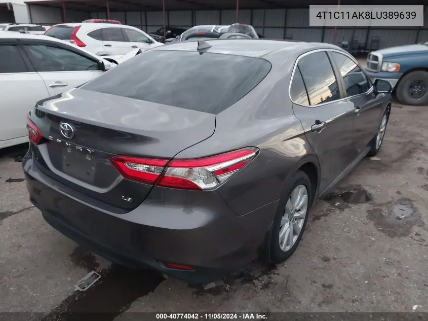 2020 Toyota Camry Le VIN: 4T1C11AK8LU389639 Lot: 40774042