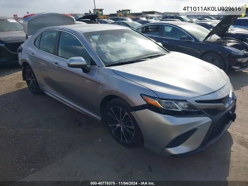 2020 Toyota Camry Se VIN: 4T1G11AK0LU929616 Lot: 40778375