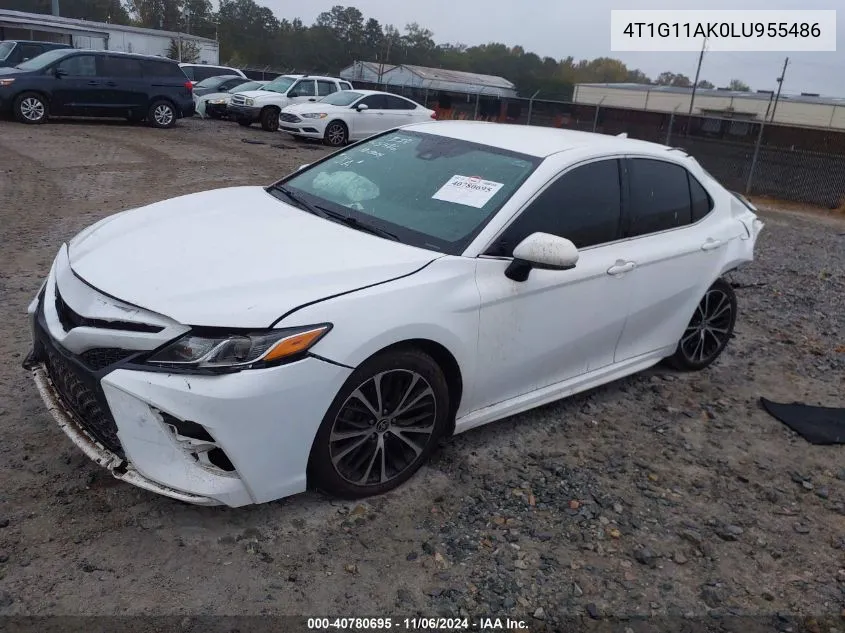 2020 Toyota Camry Se VIN: 4T1G11AK0LU955486 Lot: 40780695