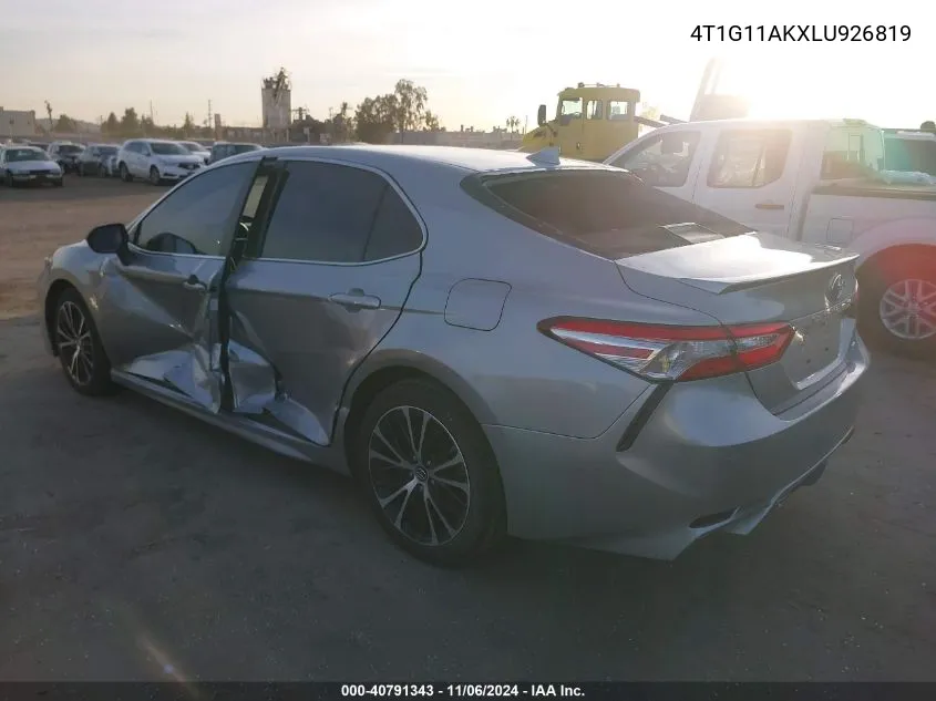 2020 Toyota Camry Se VIN: 4T1G11AKXLU926819 Lot: 40791343