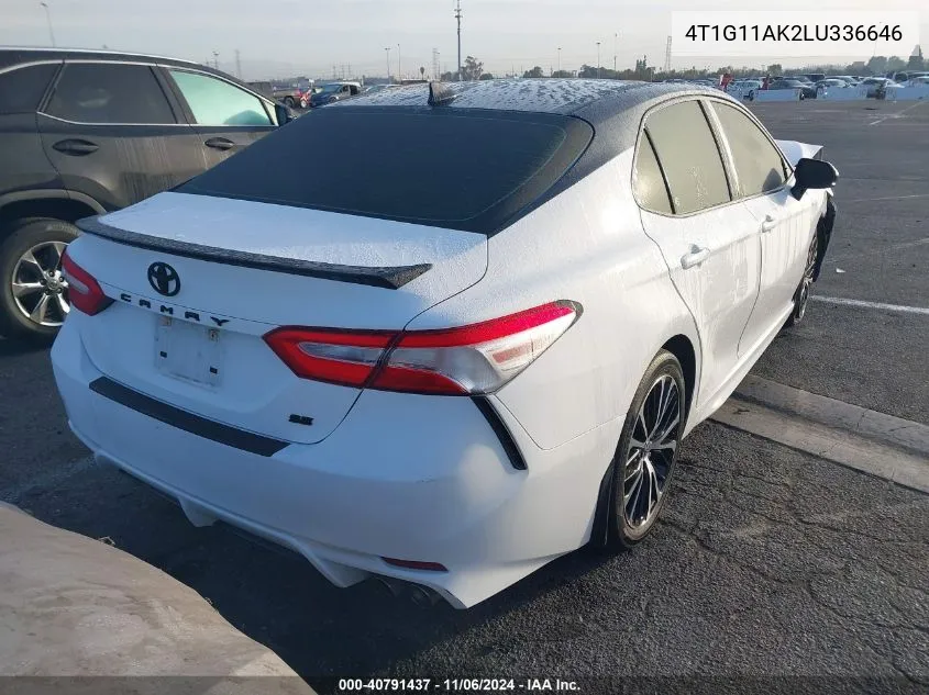 2020 Toyota Camry Se VIN: 4T1G11AK2LU336646 Lot: 40791437