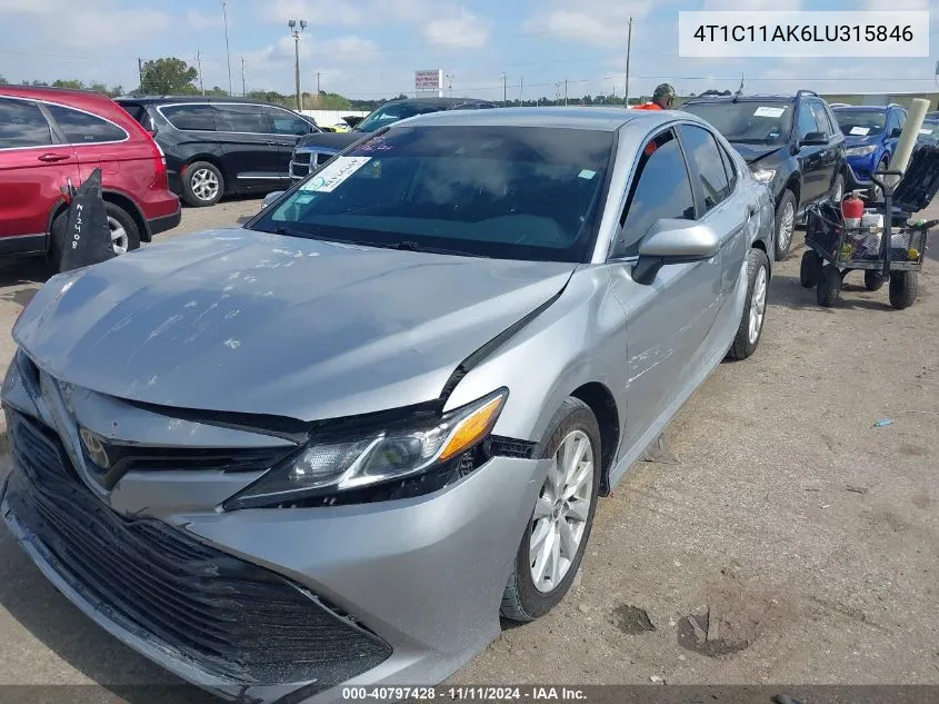 2020 Toyota Camry Le VIN: 4T1C11AK6LU315846 Lot: 40797428