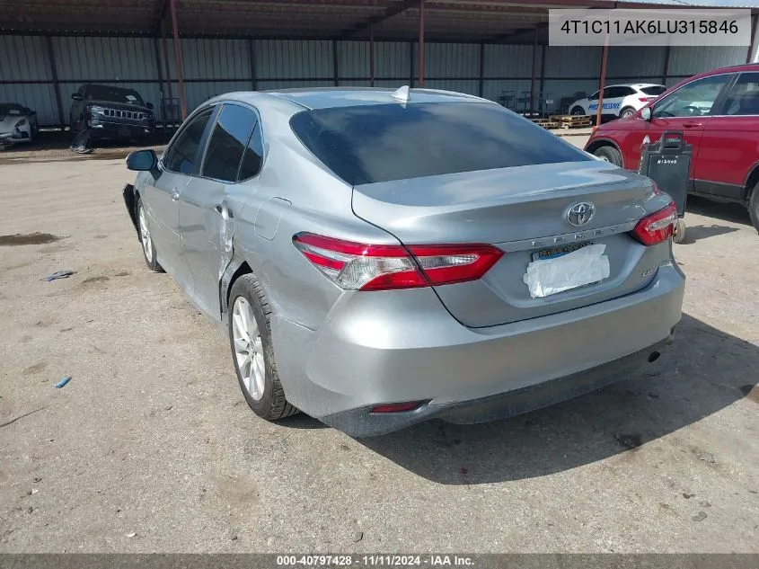 2020 Toyota Camry Le VIN: 4T1C11AK6LU315846 Lot: 40797428