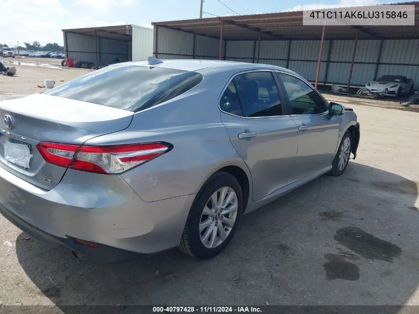 2020 Toyota Camry Le VIN: 4T1C11AK6LU315846 Lot: 40797428