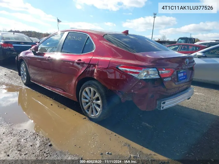 2020 Toyota Camry Le VIN: 4T1C11AK1LU377526 Lot: 40823620