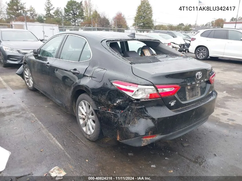 2020 Toyota Camry Le VIN: 4T1C11AK8LU342417 Lot: 40824318