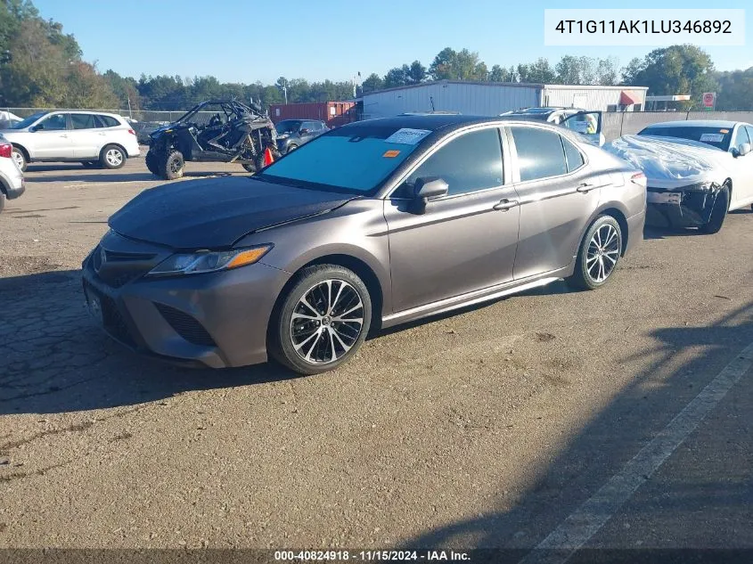 2020 Toyota Camry Se VIN: 4T1G11AK1LU346892 Lot: 40824918