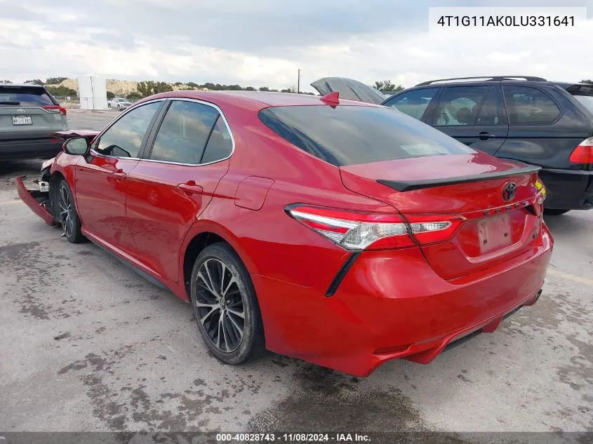 2020 Toyota Camry Se VIN: 4T1G11AK0LU331641 Lot: 40828743