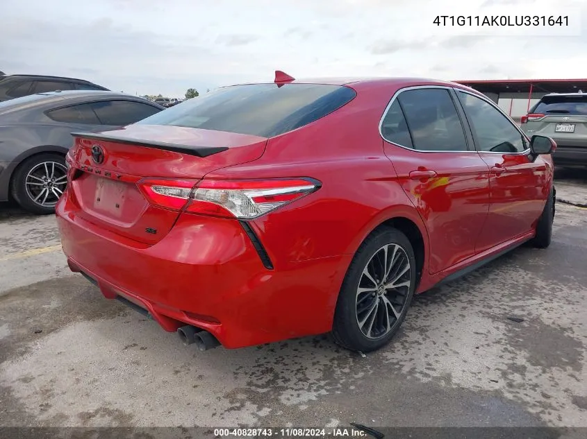 2020 Toyota Camry Se VIN: 4T1G11AK0LU331641 Lot: 40828743