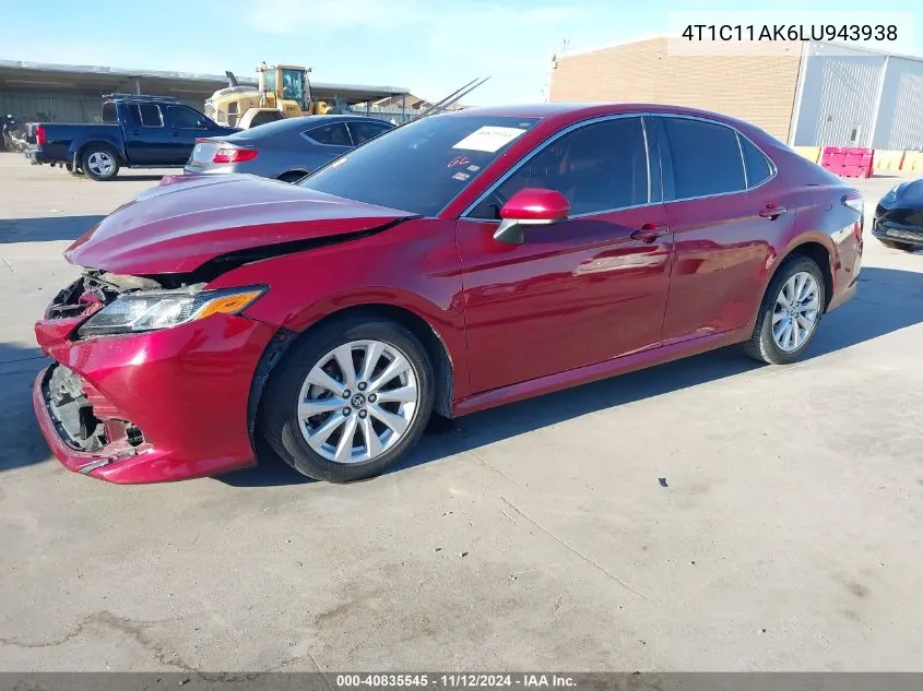 2020 Toyota Camry Le VIN: 4T1C11AK6LU943938 Lot: 40835545