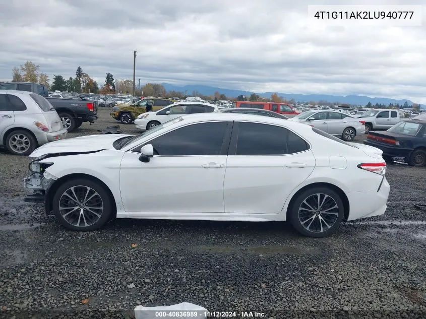 2020 Toyota Camry Se VIN: 4T1G11AK2LU940777 Lot: 40836989