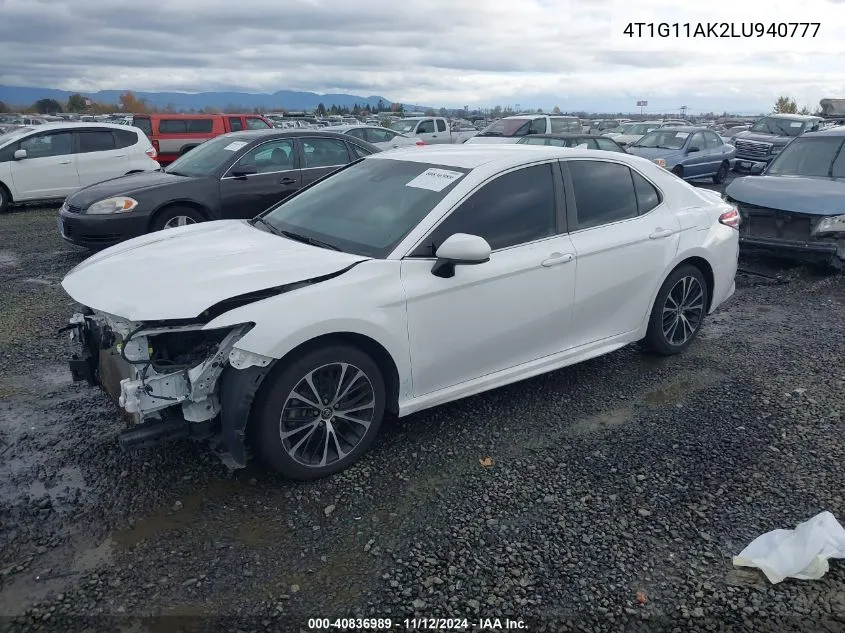 2020 Toyota Camry Se VIN: 4T1G11AK2LU940777 Lot: 40836989