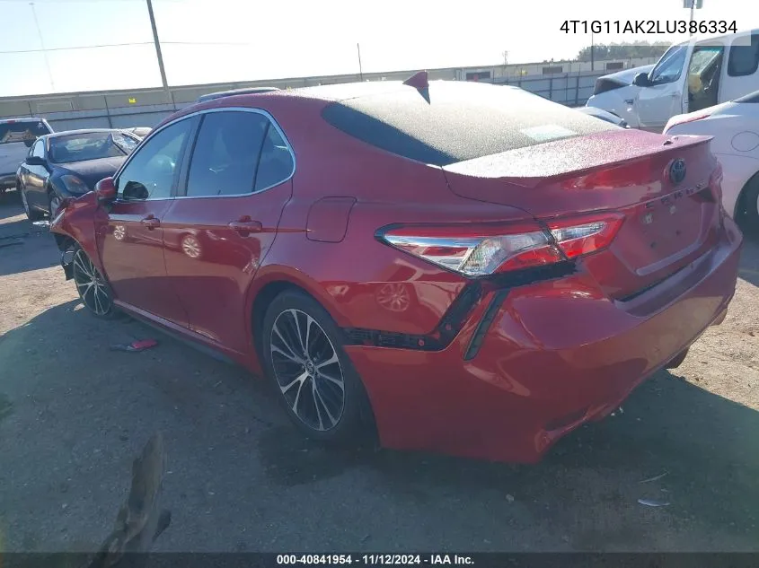 2020 Toyota Camry Se VIN: 4T1G11AK2LU386334 Lot: 40841954