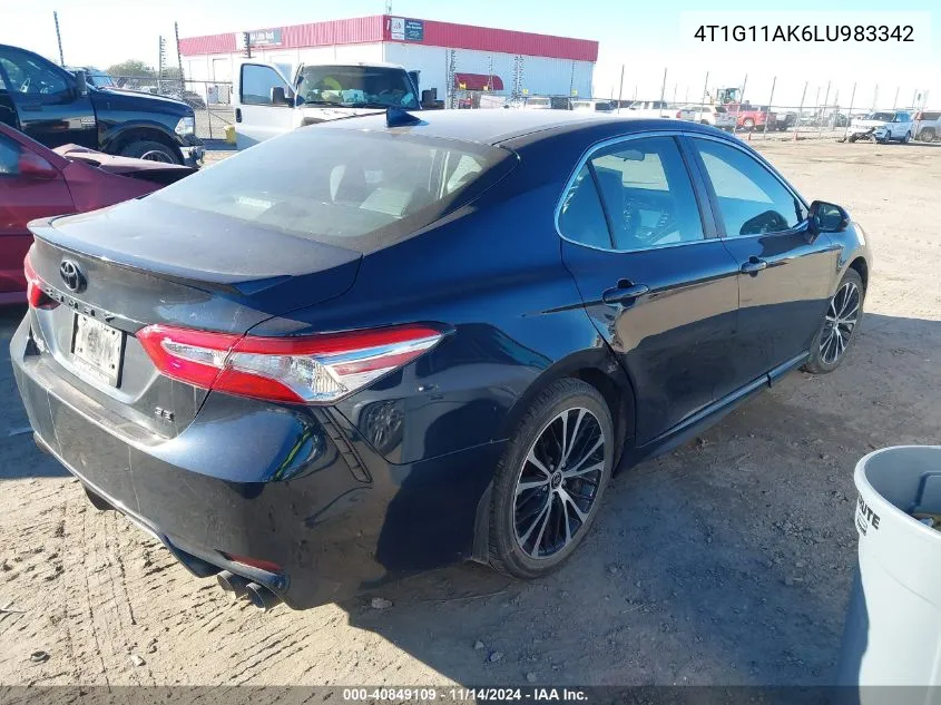 2020 Toyota Camry Se VIN: 4T1G11AK6LU983342 Lot: 40849109