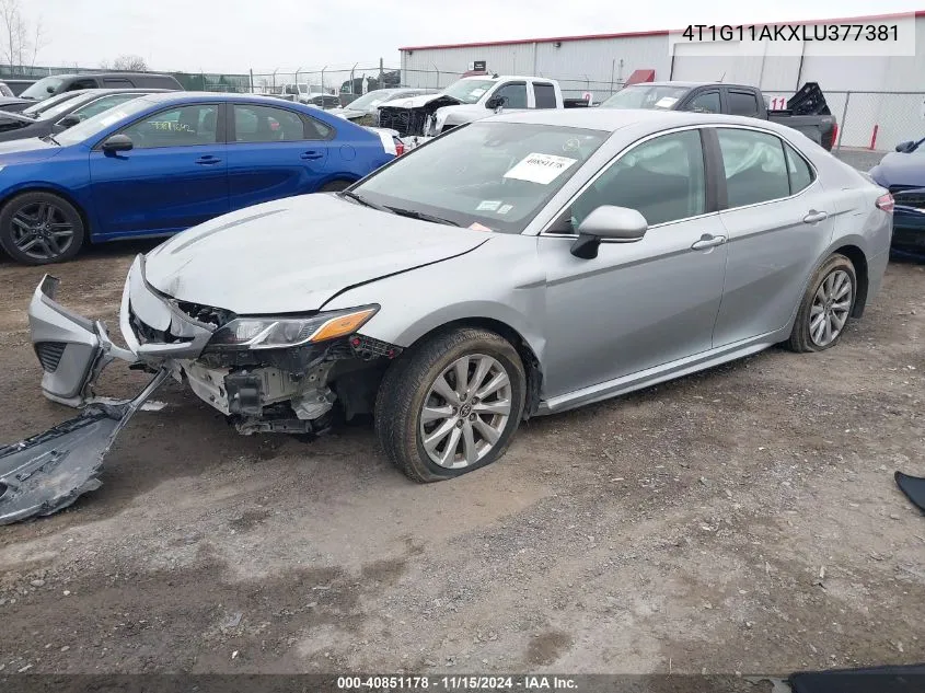 2020 Toyota Camry Se VIN: 4T1G11AKXLU377381 Lot: 40851178