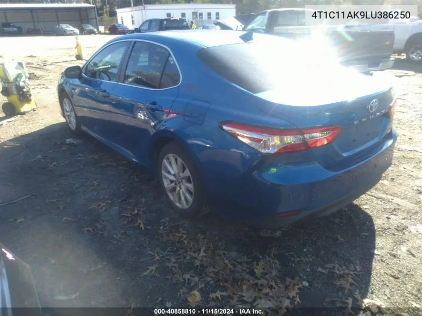 2020 Toyota Camry Le VIN: 4T1C11AK9LU386250 Lot: 40858810