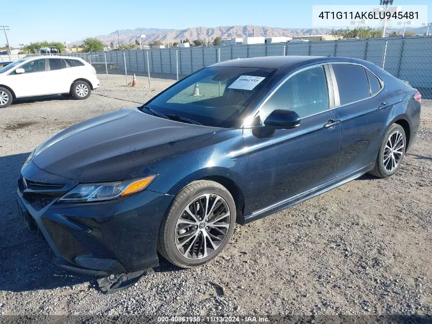 2020 Toyota Camry Se VIN: 4T1G11AK6LU945481 Lot: 40861955