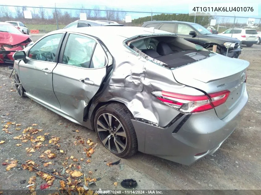 2020 Toyota Camry Se VIN: 4T1G11AK6LU401076 Lot: 40870248