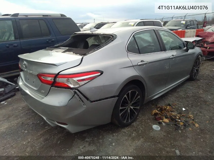 2020 Toyota Camry Se VIN: 4T1G11AK6LU401076 Lot: 40870248