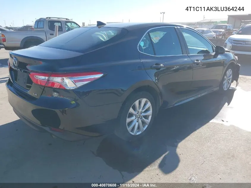 2020 Toyota Camry Le VIN: 4T1C11AK3LU364244 Lot: 40870608