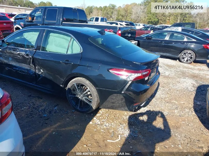 2020 Toyota Camry Xse VIN: 4T1K61AK4LU956216 Lot: 40870717