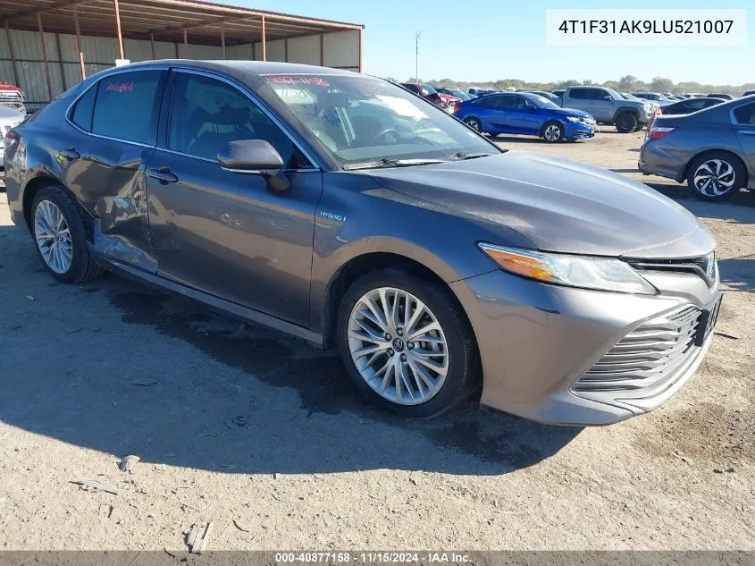 2020 Toyota Camry Xle Hybrid VIN: 4T1F31AK9LU521007 Lot: 40877158