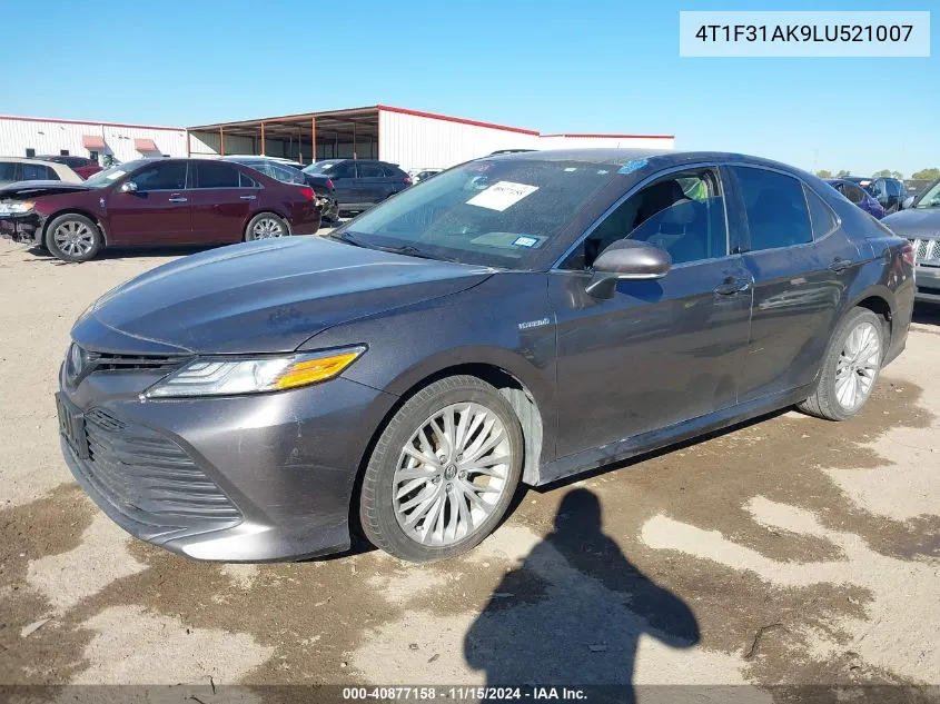 2020 Toyota Camry Xle Hybrid VIN: 4T1F31AK9LU521007 Lot: 40877158