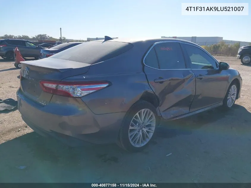 2020 Toyota Camry Xle Hybrid VIN: 4T1F31AK9LU521007 Lot: 40877158