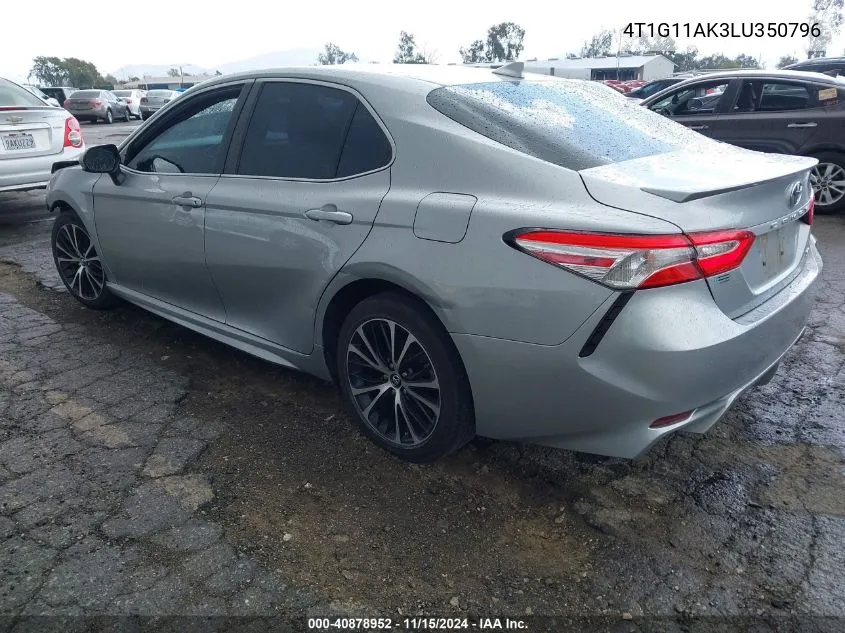 2020 Toyota Camry Se VIN: 4T1G11AK3LU350796 Lot: 40878952