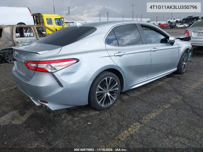 2020 Toyota Camry Se VIN: 4T1G11AK3LU350796 Lot: 40878952