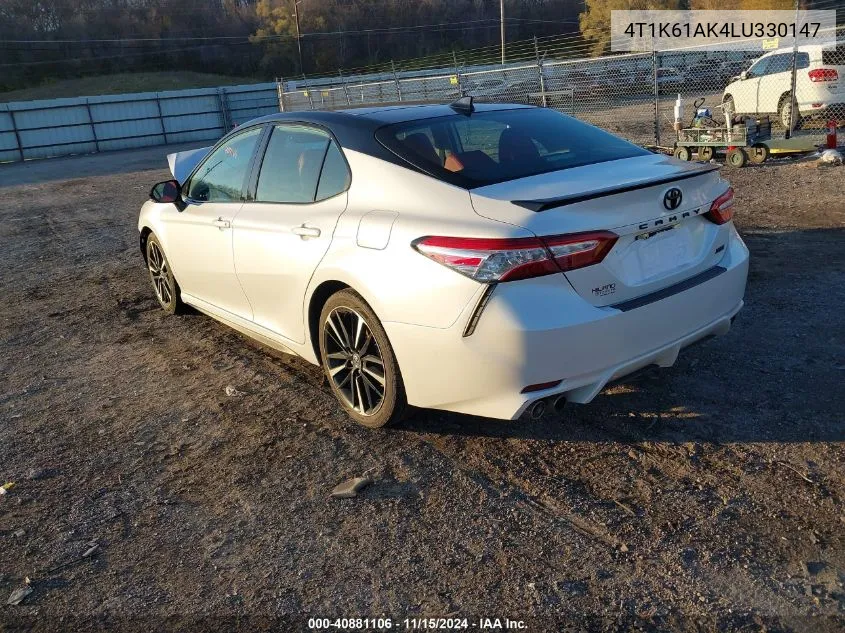 2020 Toyota Camry Xse VIN: 4T1K61AK4LU330147 Lot: 40881106