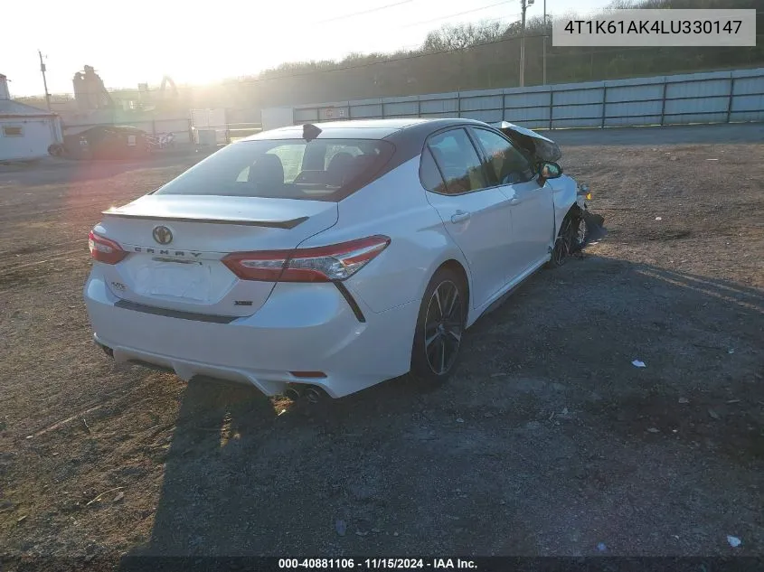 2020 Toyota Camry Xse VIN: 4T1K61AK4LU330147 Lot: 40881106