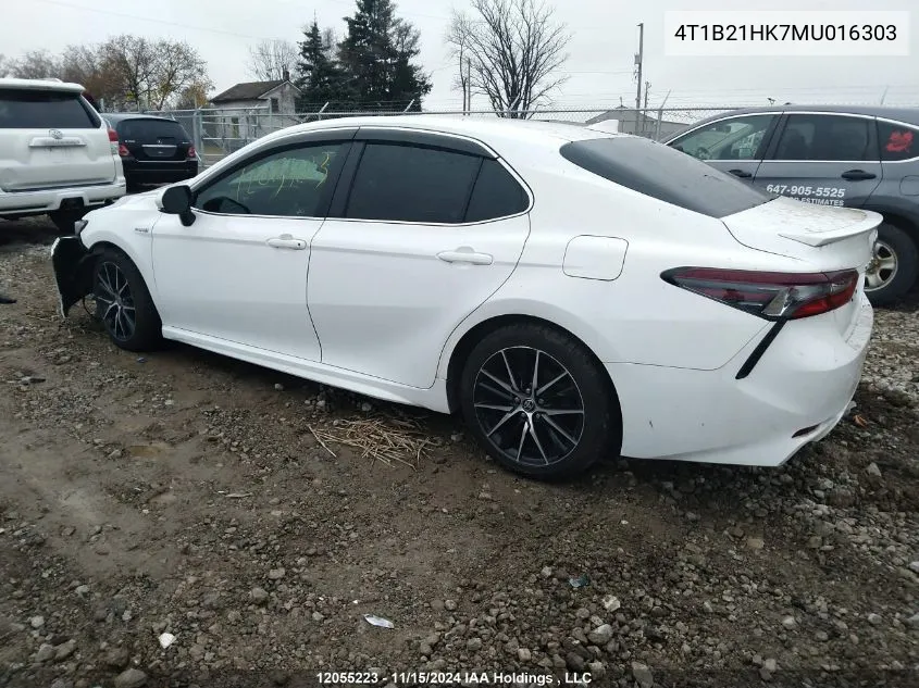 2021 Toyota Camry Xle/Se VIN: 4T1B21HK7MU016303 Lot: 12055223